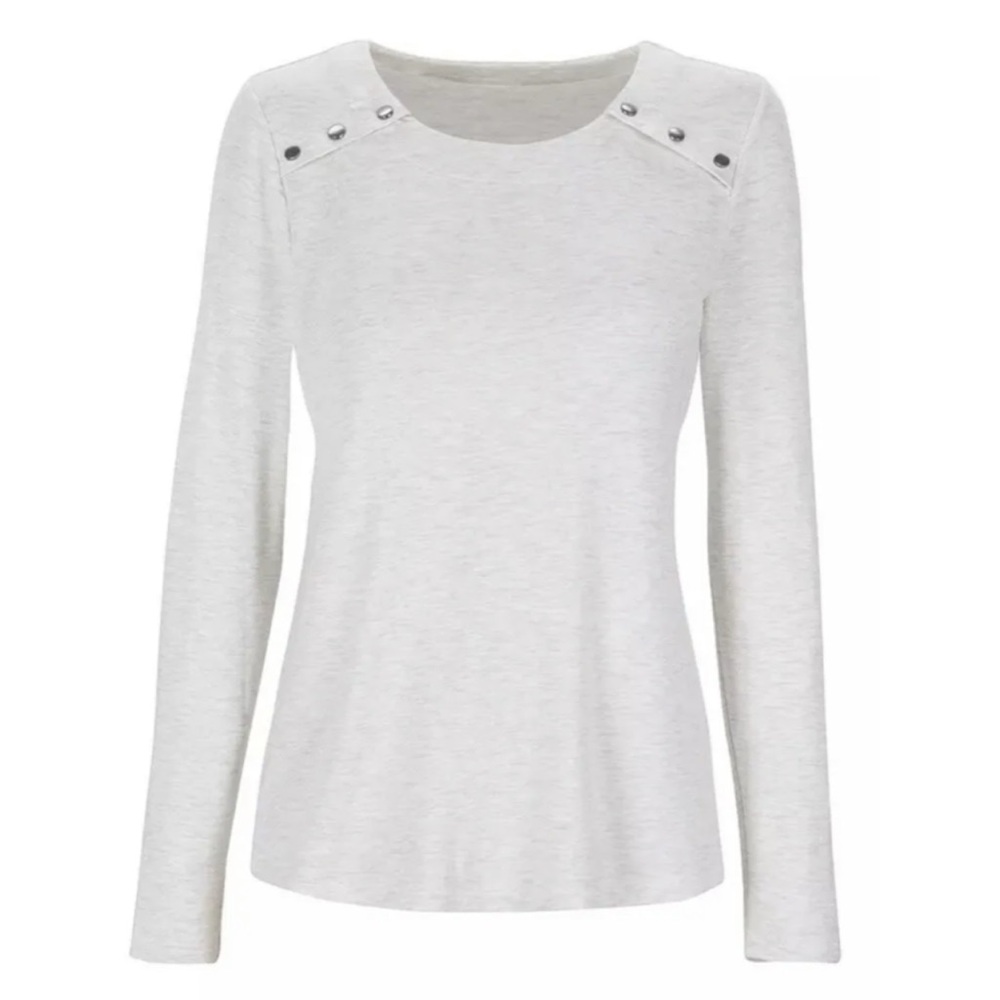 Cabi Snap Shoulder Sweatshirt #6119 Gray - Picture 2 of 5